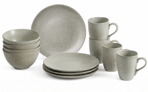 Broste Copenhagen Frühstücksset Nordic Marsh 12-teilig / 4 Personen - 4 Frühstückteller, 4 Schalen und 4 Tassen