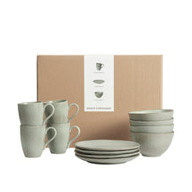 Broste Copenhagen Frühstücksset Nordic Marsh 12-teilig / 4 Personen - 4 Frühstückteller, 4 Schalen und 4 Tassen