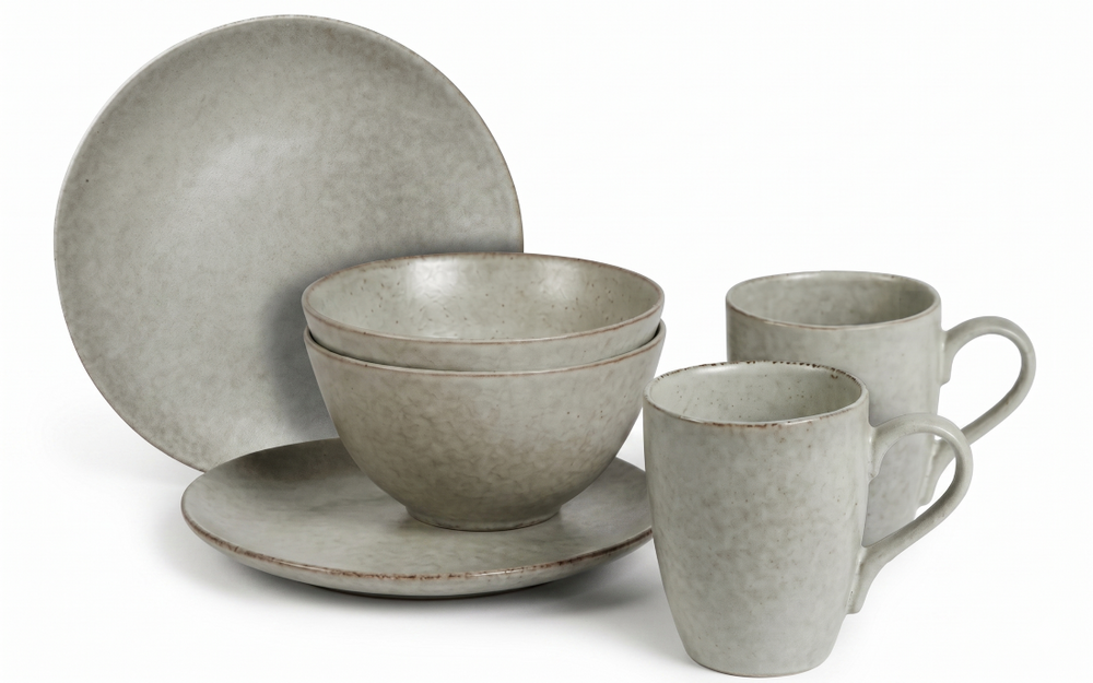 Broste Copenhagen Frühstücksset Nordic Marsh 6-teilig / 2 Personen - 2 Frühstückteller, 2 Schalen und 2 Tassen