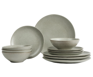 Broste Copenhagen Geschirrset Nordic Marsh 12-teilig / 4 Personen - 4 Speiseteller, 4 Frühstückteller und 4 Schalen