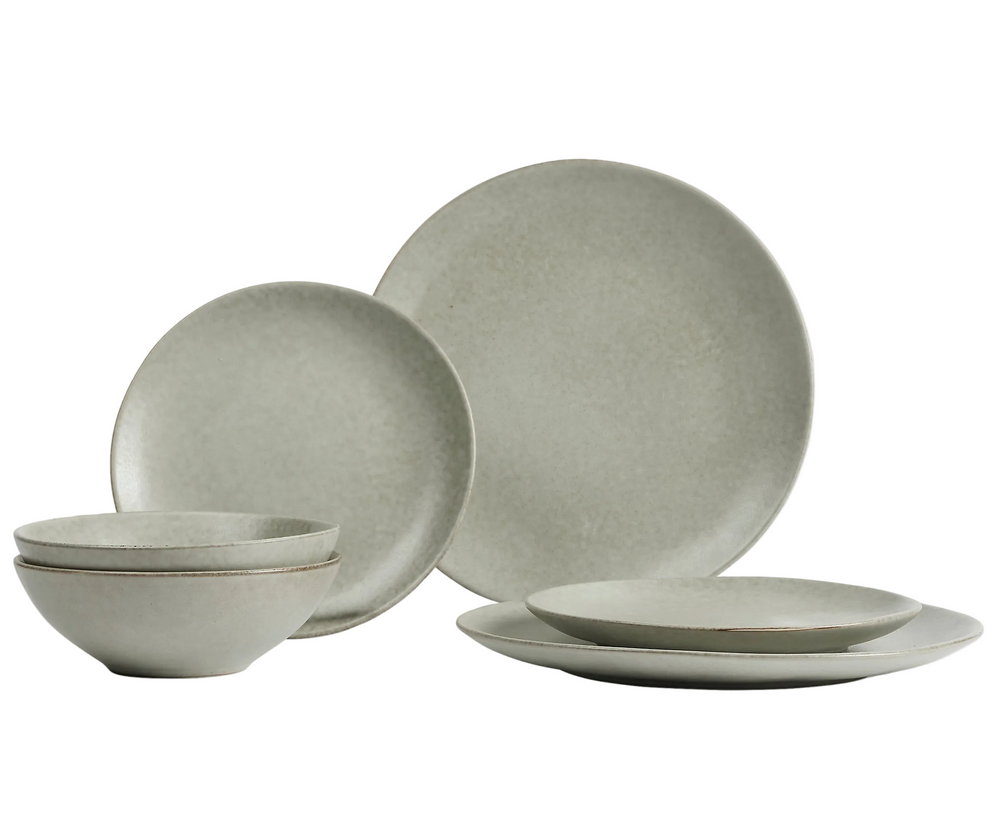Broste Copenhagen Geschirrset Nordic Marsh 6-teilig / 2 Personen - 2 Speiseteller, 2 Frühstückteller und 2 Schalen