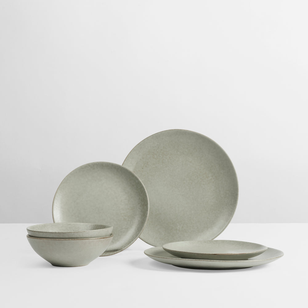 Broste Copenhagen Geschirrset Nordic Marsh 6-teilig / 2 Personen - 2 Speiseteller, 2 Frühstückteller und 2 Schalen