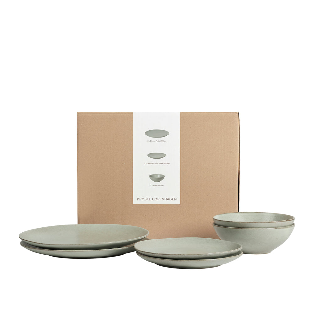 Broste Copenhagen Geschirrset Nordic Marsh 6-teilig / 2 Personen - 2 Speiseteller, 2 Frühstückteller und 2 Schalen