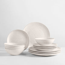 Broste Copenhagen Geschirrset Nordic Vanilla 12-teilig / 4 Personen - 4 Speiseteller, 4 Frühstückteller und 4 Schalen