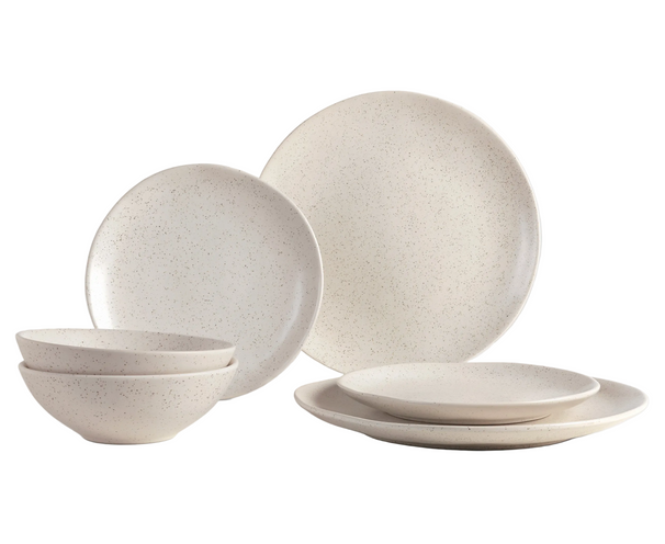 Broste Copenhagen Geschirrset Nordic Vanilla 6-teilig / 2 Personen - 2 Speiseteller, 2 Frühstückteller und 2 Schalen