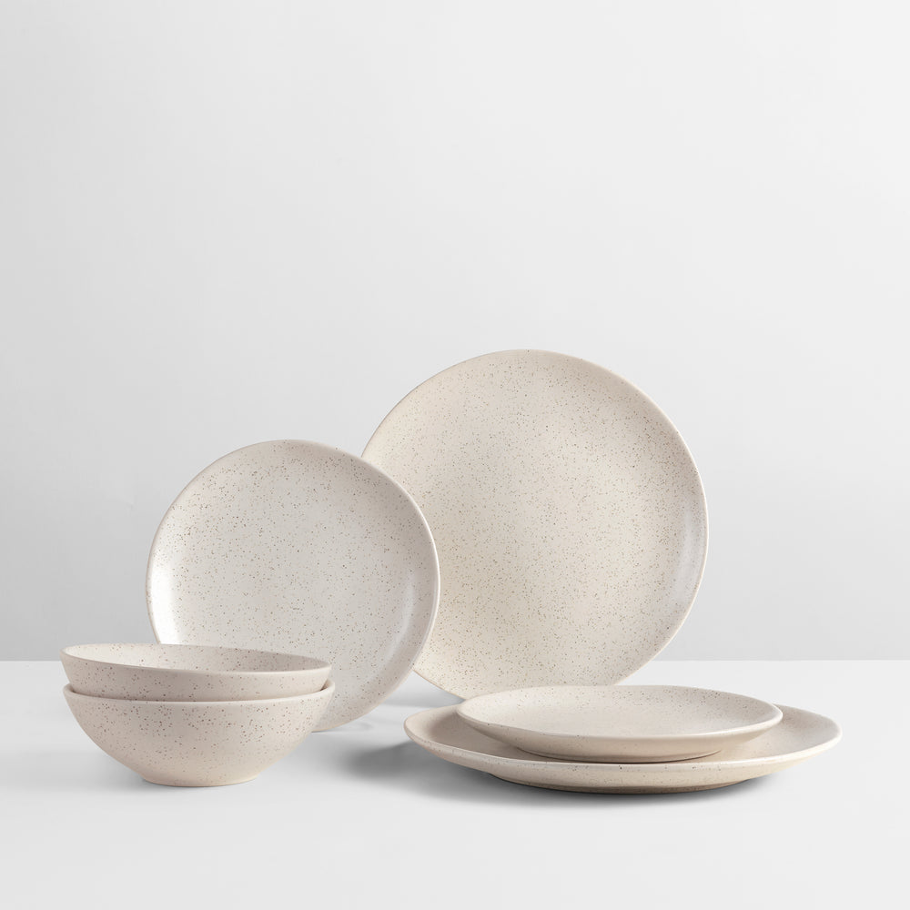 Broste Copenhagen Geschirrset Nordic Vanilla 6-teilig / 2 Personen - 2 Speiseteller, 2 Frühstückteller und 2 Schalen