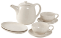 Broste Copenhagen Teeset Nordic Vanilla 7-teilig / 2 Personen - 1 Teekanne, 2 ovaler Teller und 2 Tasse mit Untertasse