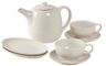 Broste Copenhagen Teeset Nordic Vanilla 7-teilig / 2 Personen - 1 Teekanne, 2 ovaler Teller und 2 Tasse mit Untertasse