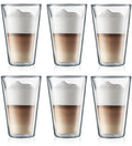 Bodum Doppeltwandige Latte Macchiato Gläser Kanne - Patentiertes Ventil - 400 ml - 6 Stück