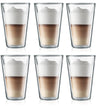 Bodum Doppeltwandige Latte Macchiato Gläser Kanne - Patentiertes Ventil - 400 ml - 6 Stück
