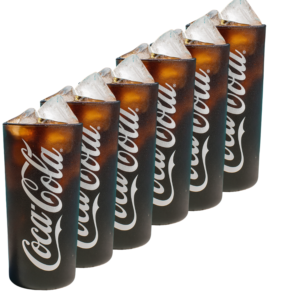 Coca Cola Gläser - Longdrinkgläser - Erfrischungsgetränkgläser - Schwarz 270 ml - 6 Stück