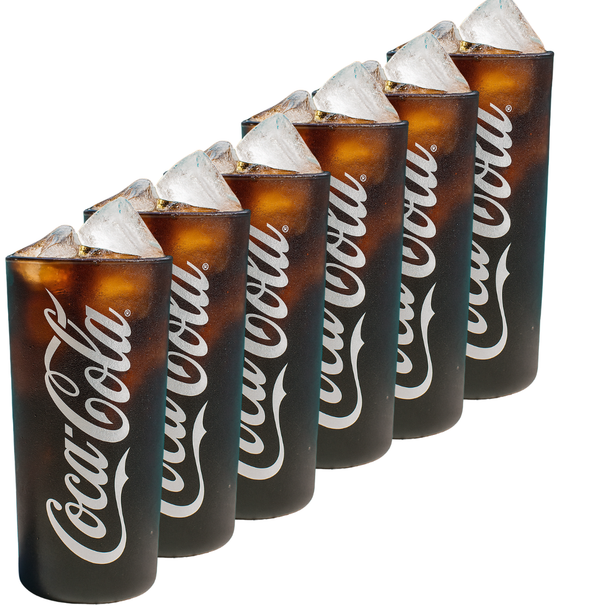 Coca Cola Gläser - Longdrinkgläser - Erfrischungsgetränkgläser - Schwarz 270 ml - 6 Stück
