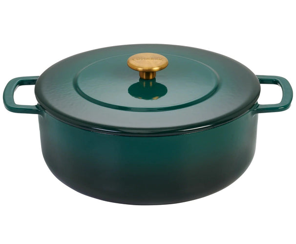 Combekk Bräter mit Deckel Gusseisen Holly Green ø 28 cm / 5,3 Liter - emaillierte Antihaftbeschichtung