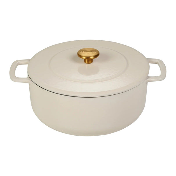 Combekk Bräter mit Deckel Gusseisen Sand ø 24 cm / 3,8 Liter - emaillierte Antihaftbeschichtung