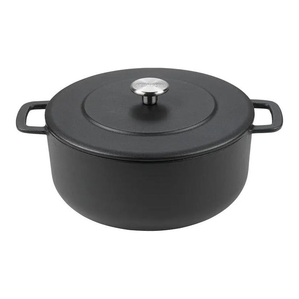 Combekk Bräter mit Deckel Gusseisen Schwarz ø 24 cm / 3,8 Liter - emaillierte Antihaftbeschichtung