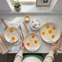Cook & Pan Koekenpannenset Go Ivory Crème 3-delig - ø 20, 24 & 28 cm - sfeerbeeld 1