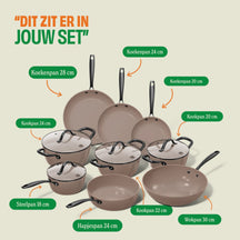 Cook & Pan Pannenset Taupe of Mind 9-delig - inhoud set