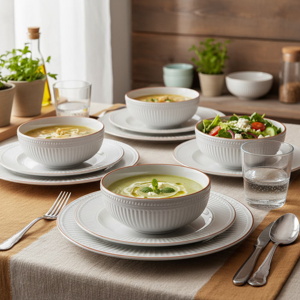 Cookinglife Geschirrset Stratton 24-teilig / 6 Personen - 6 Speiseteller, 6 Frühstückteller, 6 tiefe Teller und 6 Schalen