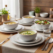 Cookinglife Geschirrset Stratton 24-teilig / 6 Personen - 6 Speiseteller, 6 Frühstückteller, 6 tiefe Teller und 6 Schalen