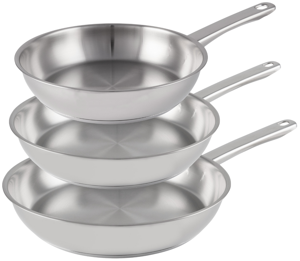 Cookinglife Bratpfannenset Superior Triply Edelstahl 3-teilig - ø 20, 24 & 28 cm - geeignet für alle Wärmequellen - ohne Antihaftbeschichtung