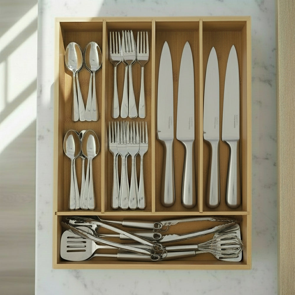Cookinglife Besteckkasten Bambus 35 x 26 x 5 cm