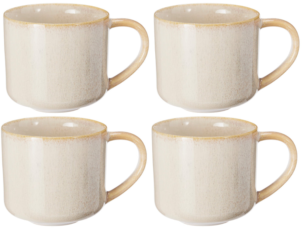 Cookinglife Kaffeetassen Serene Sand 330 ml – Steingut – 4 Stück
