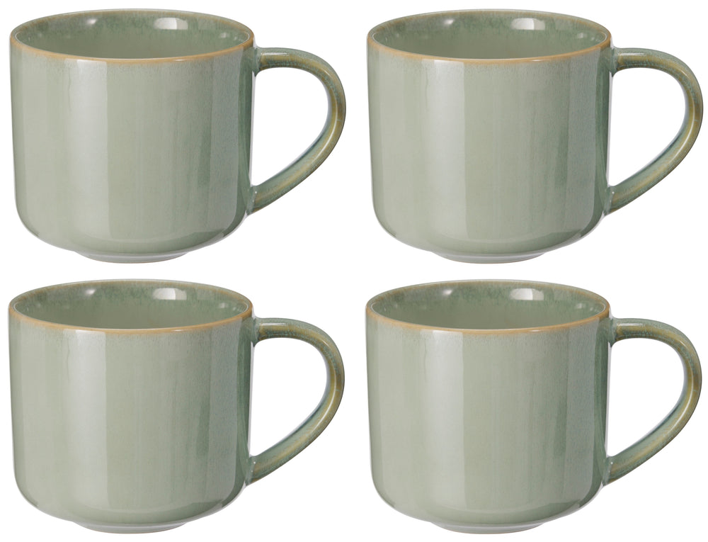 Cookinglife Kaffeetassen Serene Green 330 ml – Steingut – 4er-Set