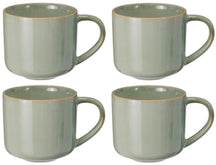 Cookinglife Kaffeetassen Serene Green 330 ml – Steingut – 4er-Set