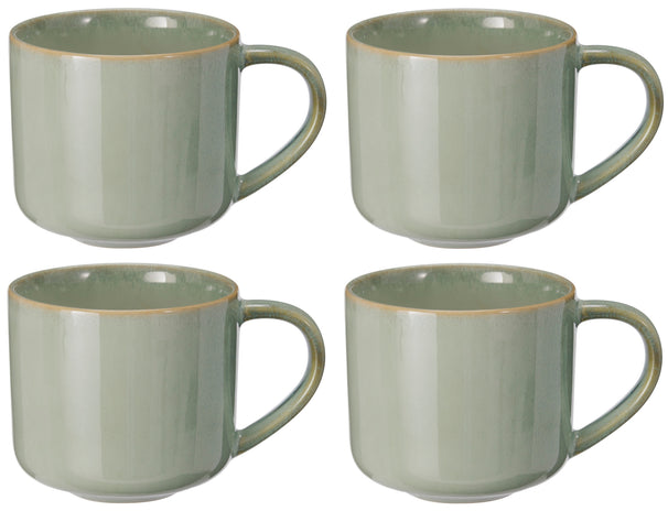 Cookinglife Kaffeetassen Serene Green 330 ml – Steingut – 4er-Set