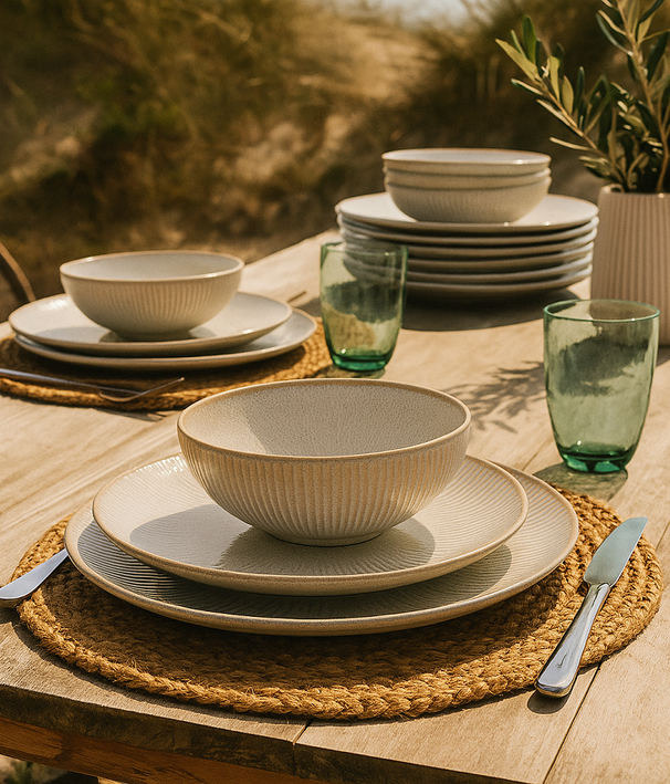 Cookinglife Frühstücksteller Coastal Lines Ocean Beige ø 21 cm - 6 Stück