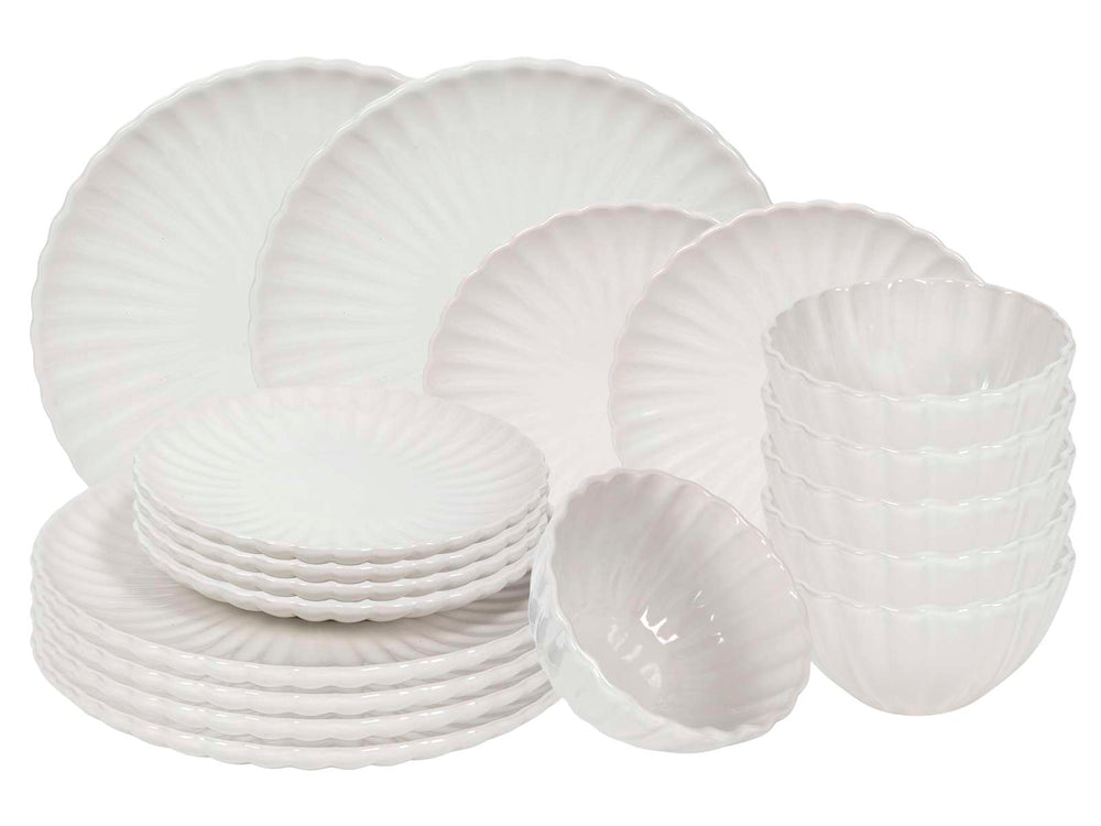 Cookinglife Geschirrset Cardida Off White 18-teilig / 6 Personen - 6 Speiseteller, 6 Frühstücksteller und 6 Schalen