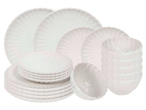 Cookinglife Geschirrset Cardida Off White 18-teilig / 6 Personen - 6 Speiseteller, 6 Frühstücksteller und 6 Schalen