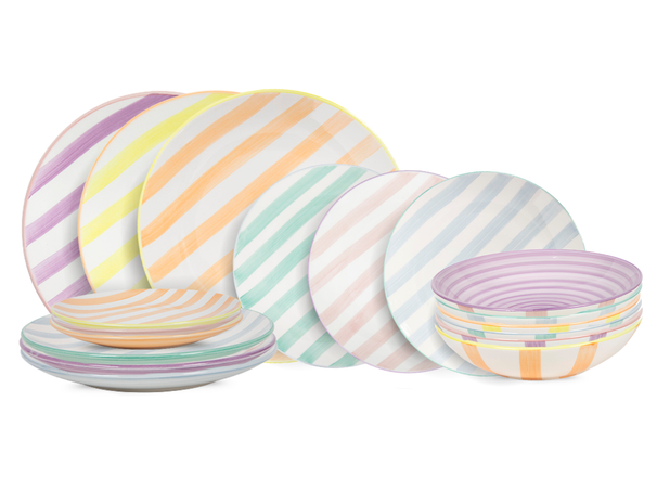 Cookinglife Geschirrset Spring Vibes - 18-teilig / 6 Personen - 6 Speiseteller, 6 Frühstücksteller und 6 Suppenteller
