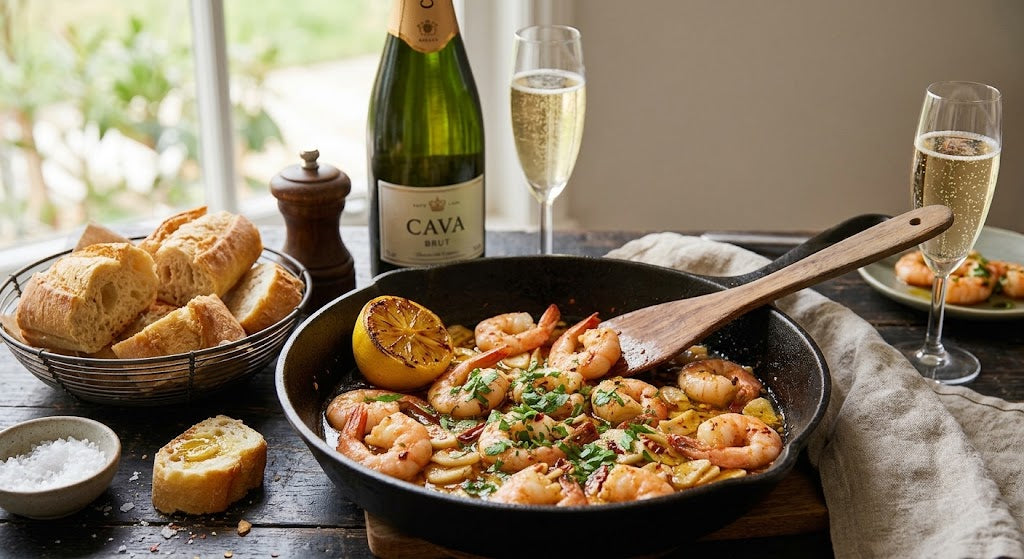 Sappige gambas met knoflook, chili en een vleugje citroen. Klaar in een kwartier.