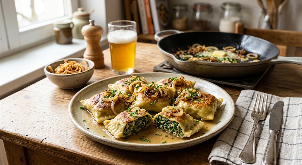 Gefüllte schwäbische Pasta, die direkt ins Herz trifft