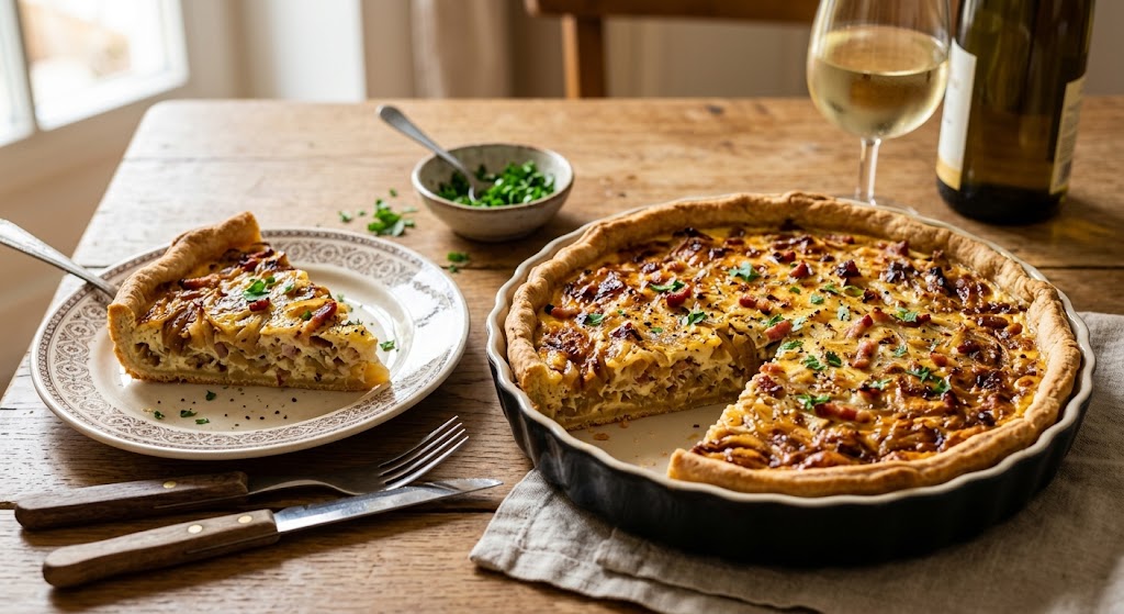 Der herzhafte Zwiebelkuchen aus dem Elsass, den du sofort backen willst