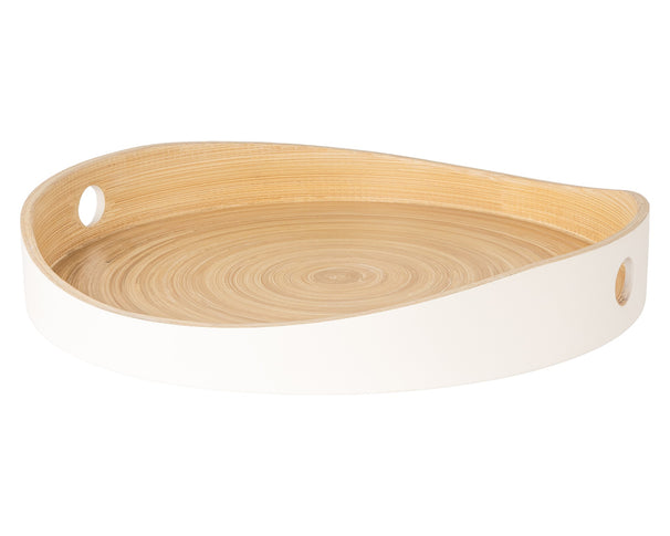 Cosy & Trendy Serviertablett Rund - Weiß / Bambus - ø 32,5 cm