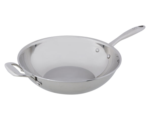Cosy & Trendy Wokpfanne Classic Edelstahl ø 30 cm - geeignet für alle Wärmequellen - ohne Antihaftbeschichtung
