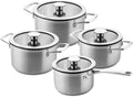 DUCQ Topfset - Stieltopf ø 18, 20, 20 cm & Stieltopf ø 16 cm + Deckel - Induktion - Downdraft - Edelstahl - 4-teilig