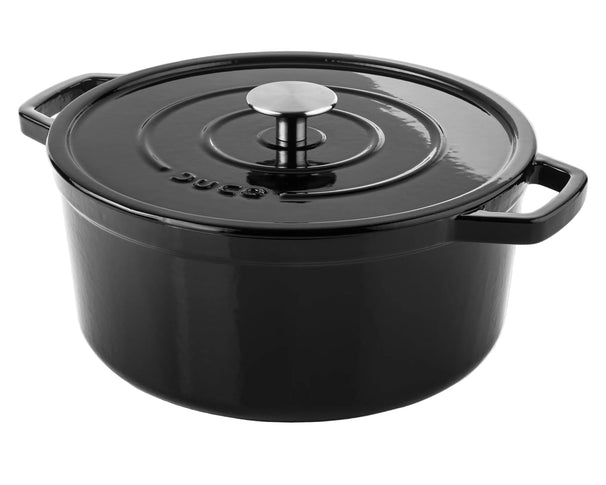 DUCQ Bräter Gusseisen Schwarz ø 26 cm / 6,1 Liter - emaillierte Antihaftbeschichtung