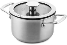 DUCQ Topfset - Stieltopf ø 16, 18, 20, 24 cm & Stieltopf ø 16 cm &amp; Bratpfanne ø 26 cm + Deckel - Induktion - Downdraft - Edelstahl - 6-teilig