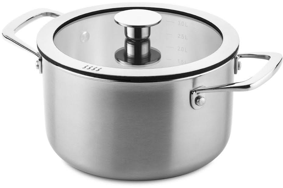 DUCQ Topfset - Stieltopf ø 16, 18, 20, 24 cm & Stieltopf ø 16 cm &amp; Bratpfanne ø 26 cm + Deckel - Induktion - Downdraft - Edelstahl - 6-teilig