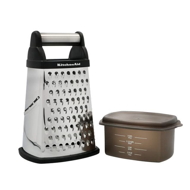 KitchenAid Reibe Core Edelstahl Schwarz 16,5cm - Turmreibe Käsereibe 473ml