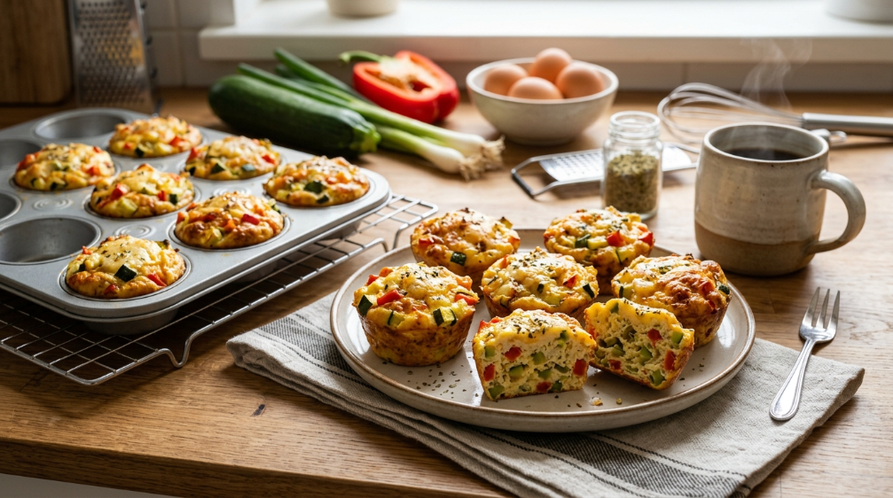 Ein praktisches, eiweißreiches Frühstück, das du im Voraus backen kannst.