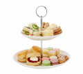 Cookinglife Porzellan-Etagere, 2-stöckig, Ø 17 & 21 cm – Servierturm für Vorspeisen und Desserts