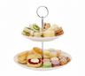 Cookinglife Porzellan-Etagere, 2-stöckig, Ø 17 & 21 cm – Servierturm für Vorspeisen und Desserts