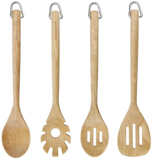 KitchenAid Spatelset Core Birkenholz 4-teilig - Küchenhelfer Antihaft Braun