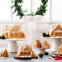 Nordic Ware Kuchenform Lebkuchenhaus Duet Silber - Aluguss - 32 x 17 cm