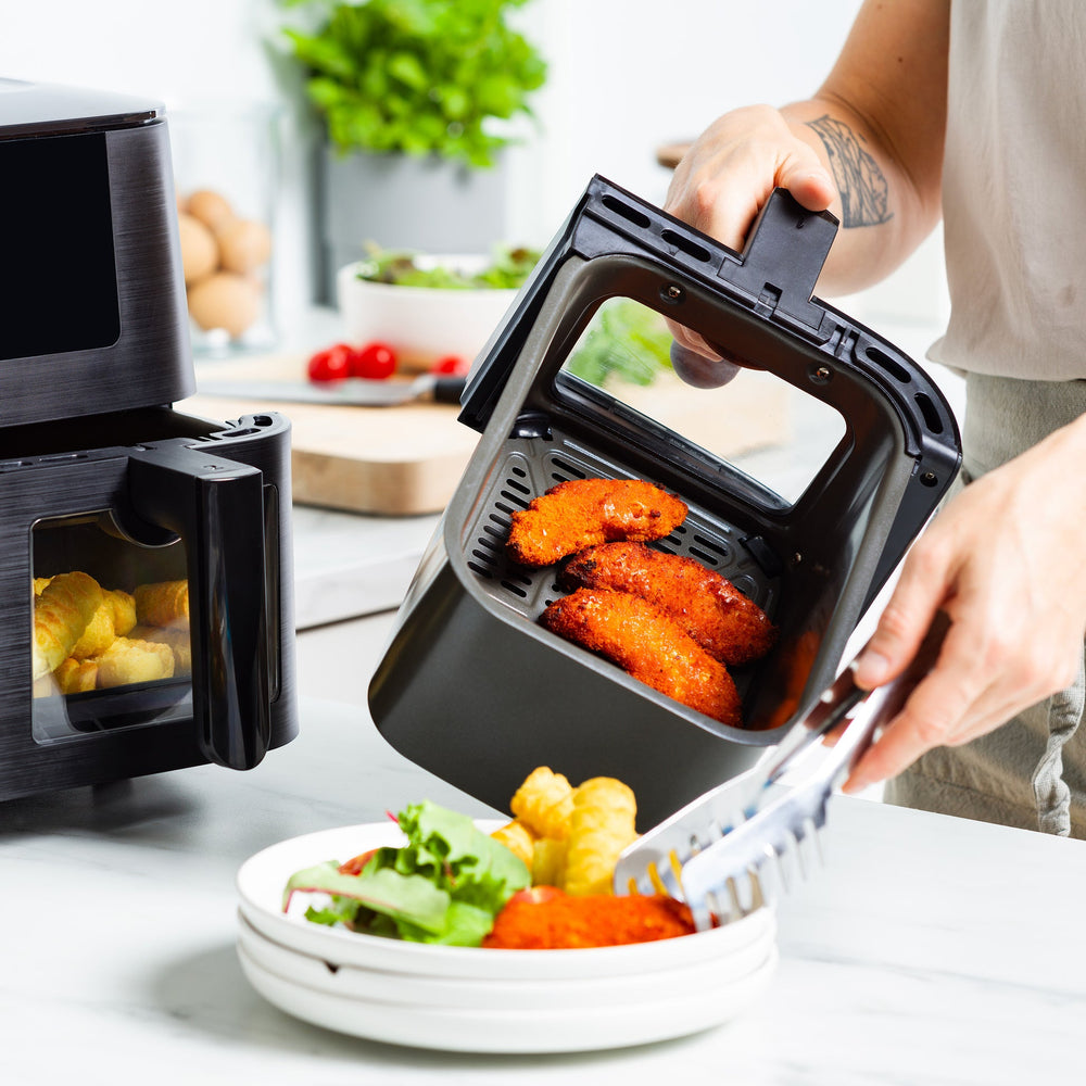 GreenPan Doppelte Heißluftfritteuse Bistro Dual Zone - Schwarz - 8 Liter (2 x 4 Liter) - PFAS-frei