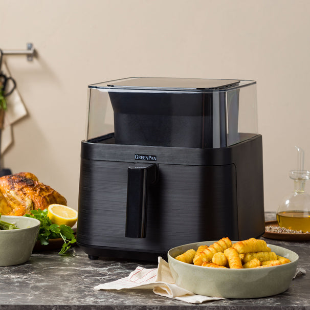 GreenPan Heißluftfritteuse Vision XXL mit Sichtfenster - Schwarz - 7 Liter